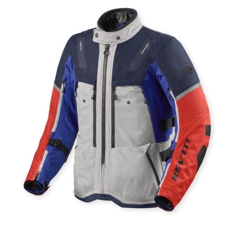 Giacca moto Rev'it Sand 5 H2O Triplo Strato Argento Blu Rosso