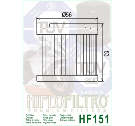 Filtro Olio Hiflo HF151 per Aprilia