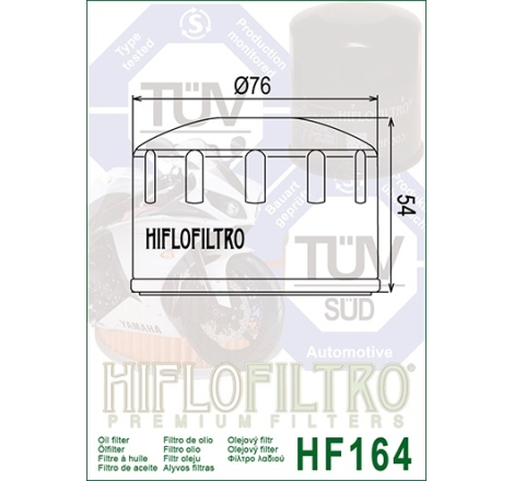 Filtro Olio Hiflo HF164 per Bmw / Kymco