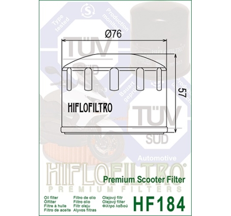 Filtro Olio Hiflo HF184 per Aprilia / Gilera / Malaguti / Peugeot / Piaggio