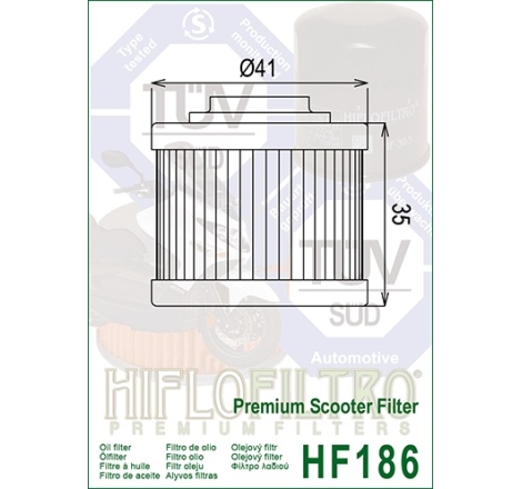 Filtro Olio Hiflo HF186 per Aprilia