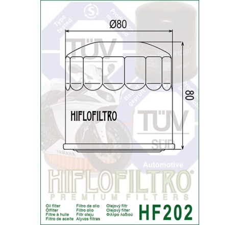 Filtro Olio Hiflo HF202 per Arctic / Honda / Kawasaki / Suzuki / Triumph / Yamaha