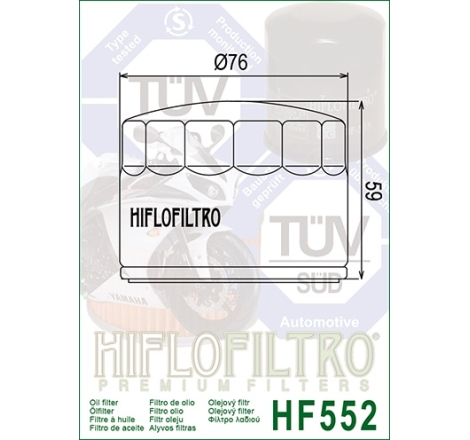 Filtro Olio Hiflo HF552 per Benelli / Moto Guzzi