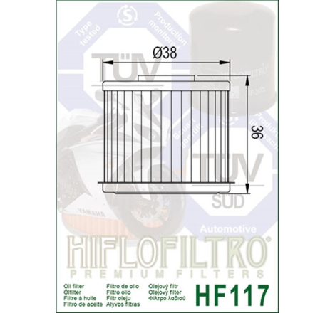 Filtro Olio Hiflo HF117 per Honda