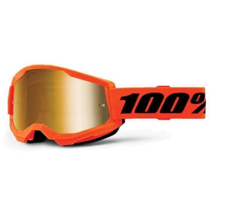 Maschera Off Road 100% STRATA 2 Arancio Lente specchio Oro