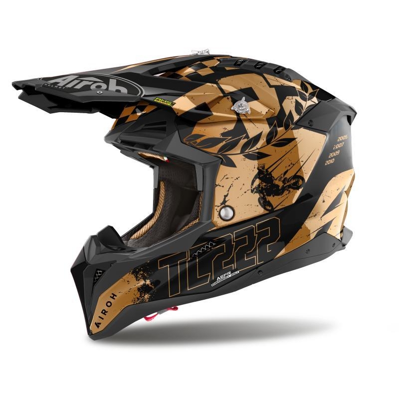 Casco Cross Airoh AVIATOR 3 TC222 The Legend Nero Oro