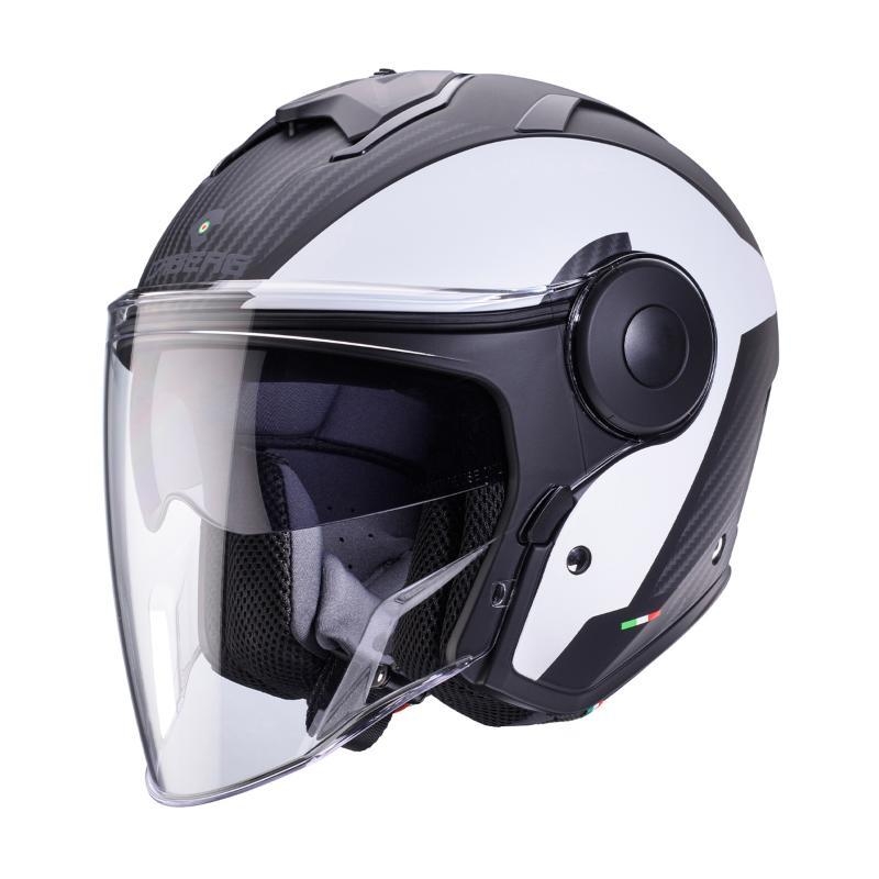 Casco Jet Caberg SOHO Milano Nero opaco Bianco Carbon