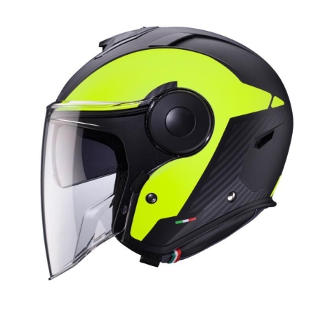 Casco Jet Caberg SOHO Milano Nero opaco giallo Fluo Carbon
