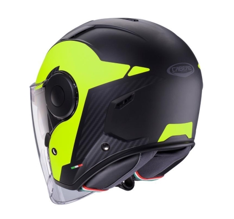 Casco Jet Caberg SOHO Milano Nero opaco giallo Fluo Carbon
