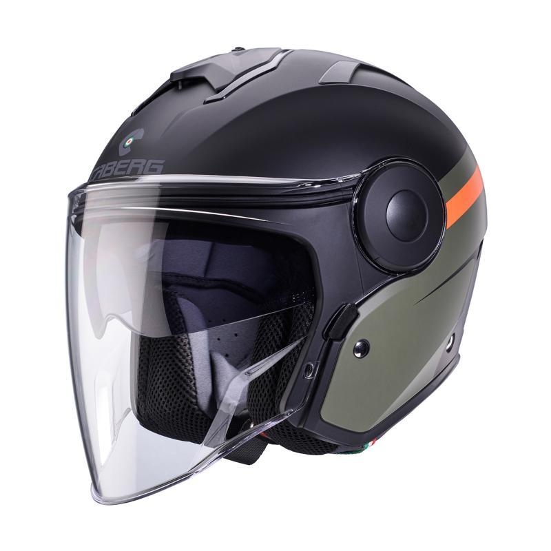 Casco Jet Caberg SOHO ZEPHYR Nero Opaco Verde Militare Arancione
