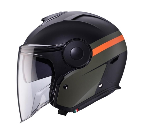 Casco Jet Caberg SOHO ZEPHYR Nero Opaco Verde Militare Arancione