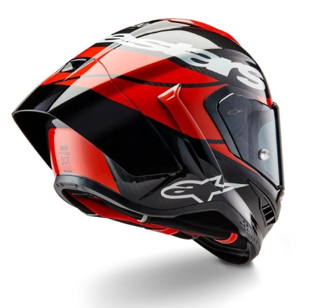 Casco Integrale Alpinestars Supertech R10 Element Nero Carb Rosso brillante Bianco