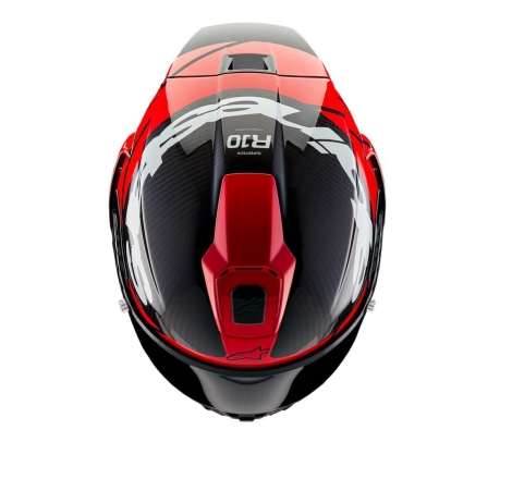 Casco Integrale Alpinestars Supertech R10 Element Nero Carb Rosso brillante Bianco