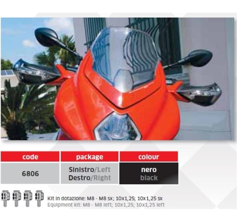 Specchietto Omologato Far 6806 Reclinabile Universale da Manubrio Lato Destro e Lato Sinistro
