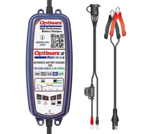 Carica Batterie Tecmate Optimate 1 Duo 12.8 V 0,6 A Quattro Fasi