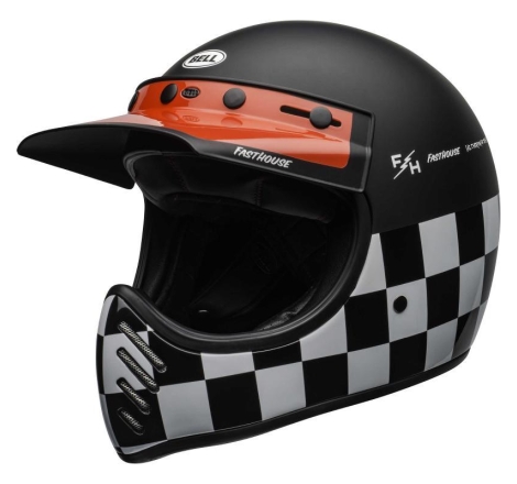 Casco Integrale Bell Moto-3 Fasthouse Checkers Nero Rosso Opaco