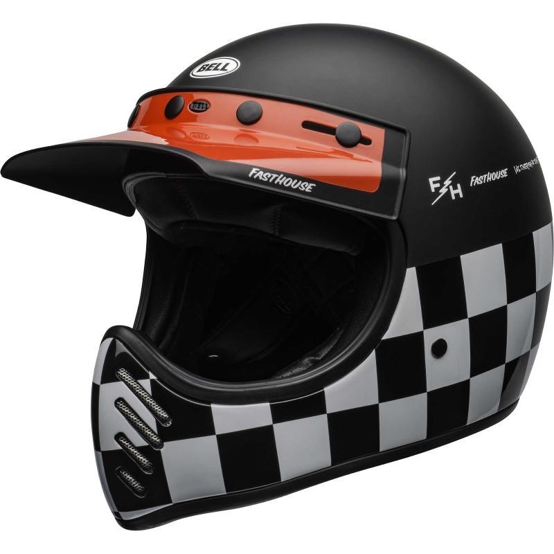 Casco Integrale Bell Moto-3 Fasthouse Checkers Nero Rosso Opaco