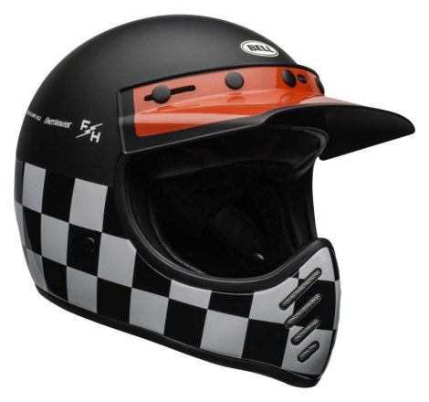 Casco Integrale Bell Moto-3 Fasthouse Checkers Nero Rosso Opaco
