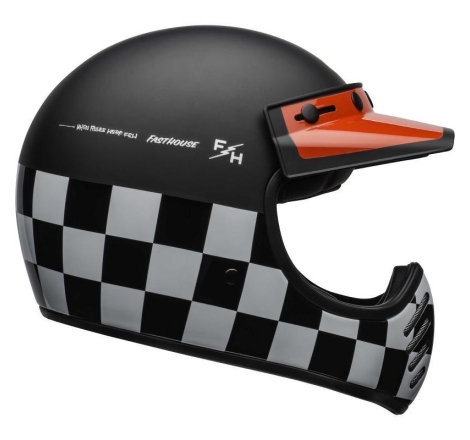 Casco Integrale Bell Moto-3 Fasthouse Checkers Nero Rosso Opaco