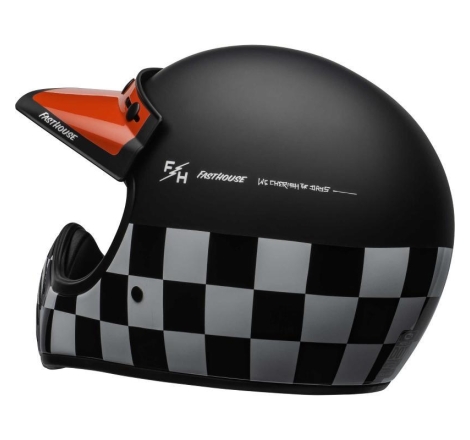 Casco Integrale Bell Moto-3 Fasthouse Checkers Nero Rosso Opaco