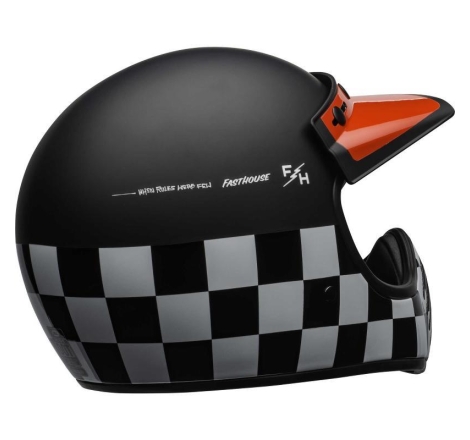 Casco Integrale Bell Moto-3 Fasthouse Checkers Nero Rosso Opaco