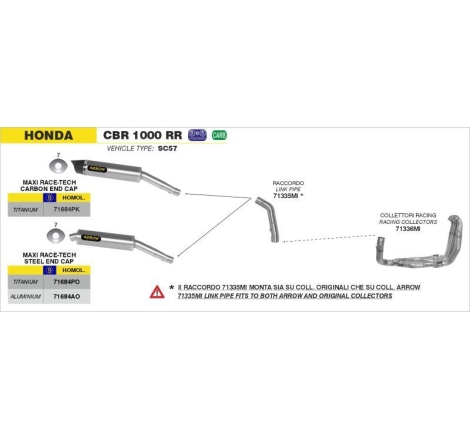 Raccordo Centrale Arrow Acciaio Inox - Honda Cbr 1000 Rr '04-07