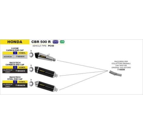 Terminale Di Scarico Arrow Race-Tech Aluminium Dark Omologato - Honda Cb/Cbr 500 F/R '13-15 '16/18