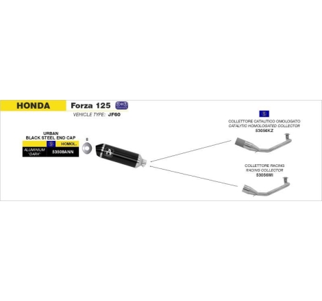 Terminale Scarico Arrow Urban Alluminio Dark Omologato - Honda Forza 125 '15/20