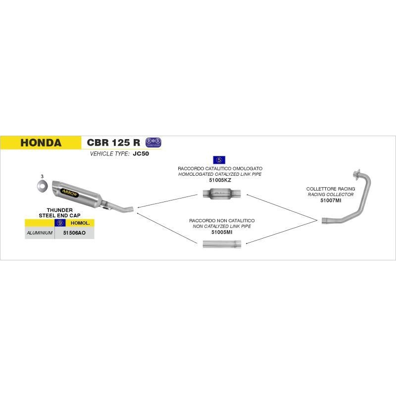 Raccordo Acciaio Inox Racing - Honda Cbf 125'09 / Cbr125 R'11