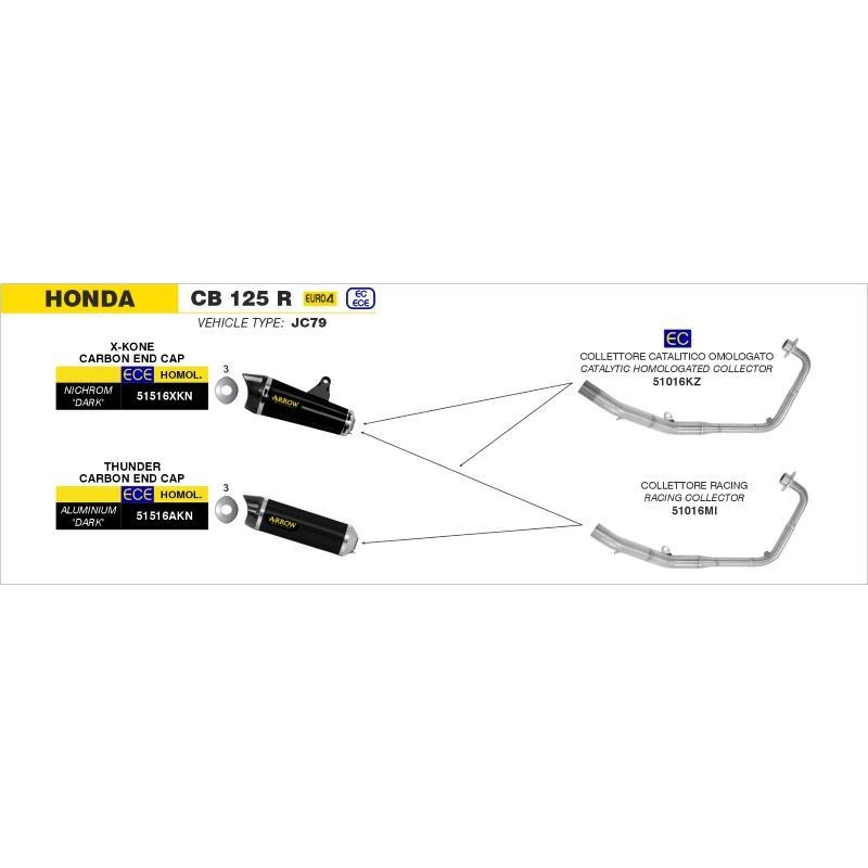 Collettore Arrow Acciaio Inox Catalitico Omologato - Honda Cb 125R '18