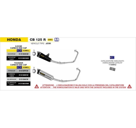 Kit Collettore + Terminale Thunder Alluminio Dark C/Fond.Carby - Honda Cb 125R '21
