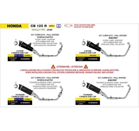 Kit Omologato Collettore + Silenziatore X-Kone Nichrom Dark C/Fond. Carby - Honda Cb 125R E5+ 2024