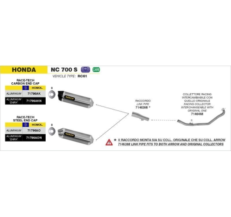 Collettori Arrow Acciaio Inox Racing - Honda Integra 700/750 '12/20 - Nc 700/750 S/X '12/20 - Nc 750 X '21/22