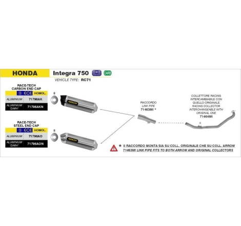 Collettori Arrow Acciaio Inox Racing - Honda Integra 700/750 '12/20 - Nc 700/750 S/X '12/20 - Nc 750 X '21/22