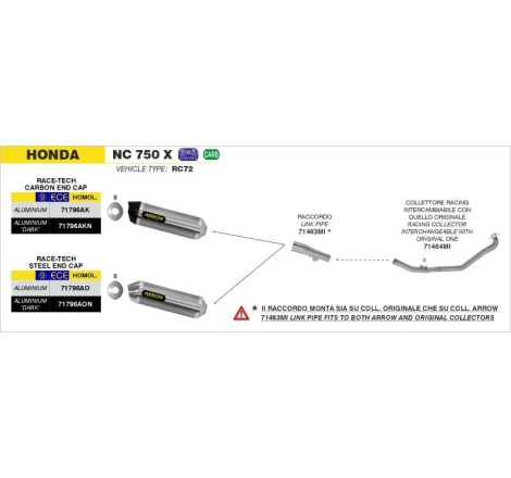 Collettori Arrow Acciaio Inox Racing - Honda Integra 700/750 '12/20 - Nc 700/750 S/X '12/20 - Nc 750 X '21/22