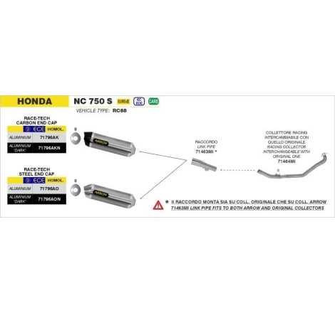 Collettori Arrow Acciaio Inox Racing - Honda Integra 700/750 '12/20 - Nc 700/750 S/X '12/20 - Nc 750 X '21/22
