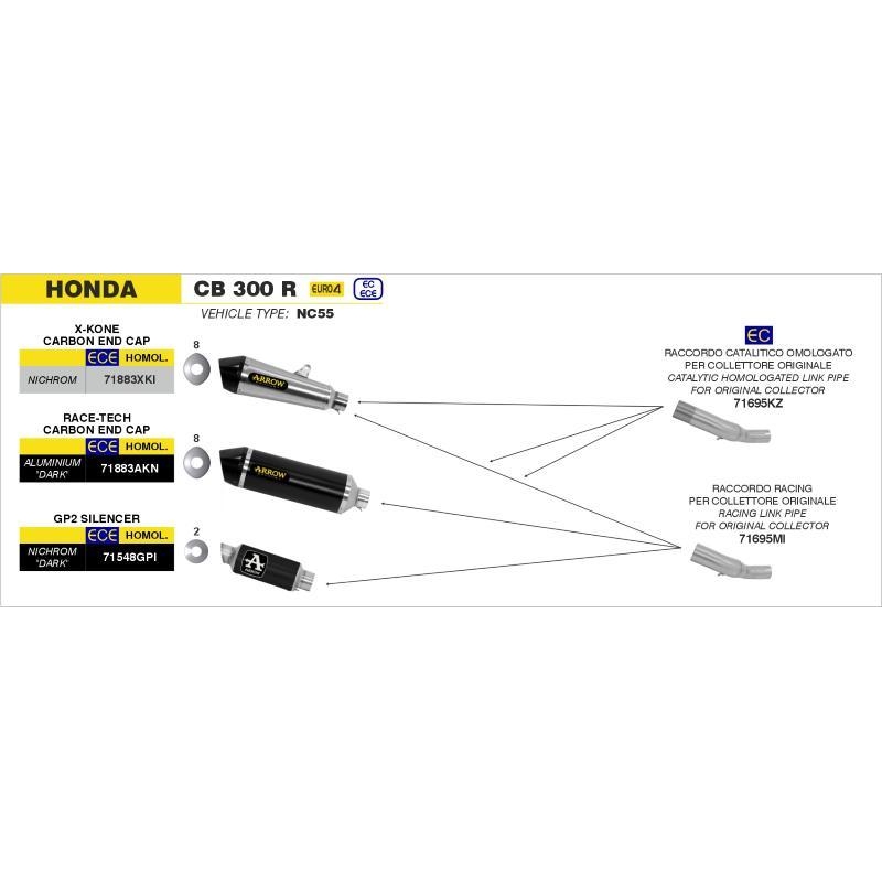 Raccordo Arrow Acciaio Inox Catalitico Omologato Per Terminali E Collettori Oem - Honda Cb 300R '18