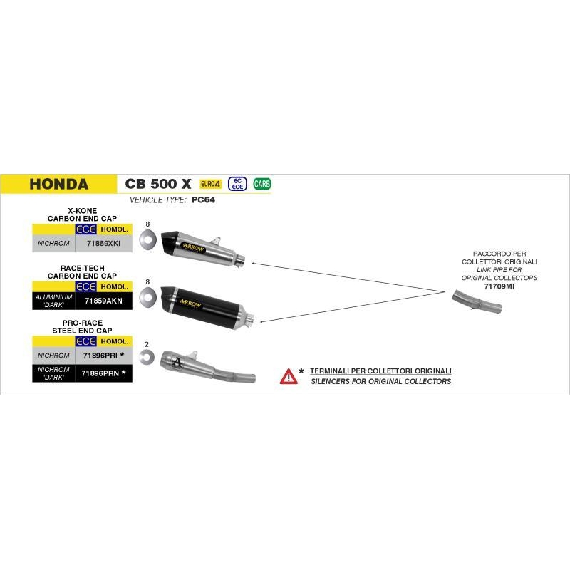 Raccordo Arrow Acciaio Inox Racing Per Terminali Arrow E Collettori Oem / Arrow - Honda Cb 500X '19