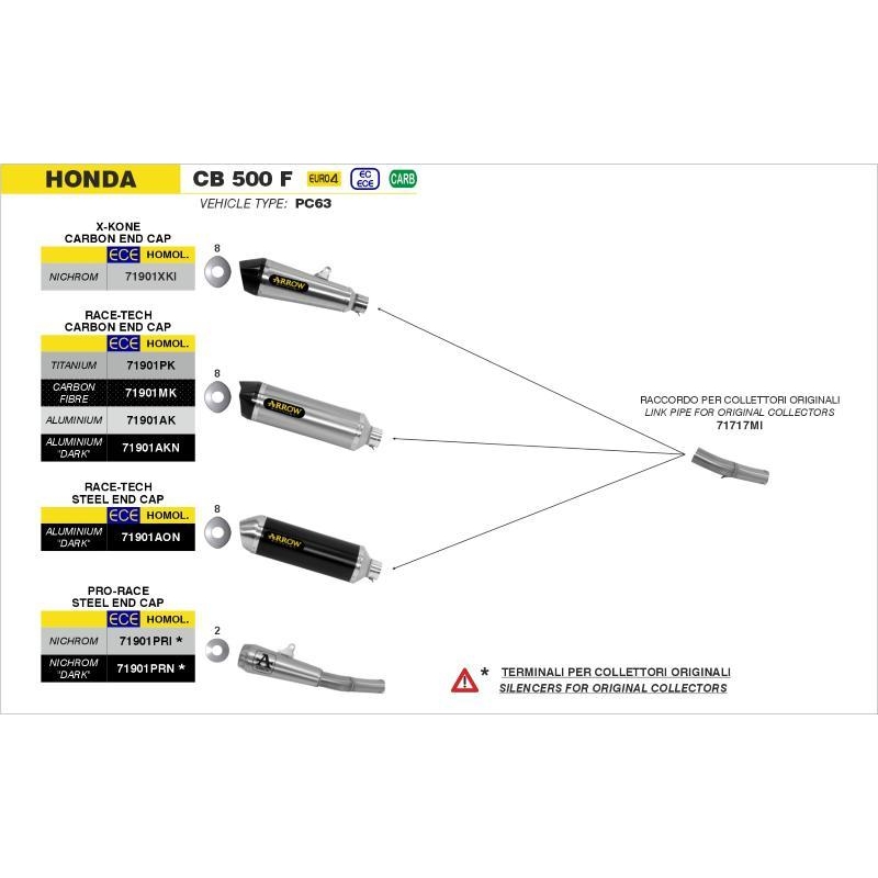 Raccordo Arrow Acciaio Inox Racing Per Terminale X-Kone / Race-Tech E Collettori Oem / Arrow - Honda Cb/Cbr 500 F/R '19/20