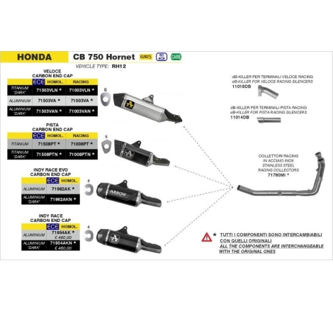 Collettori Arrow Acciaio Inox Racing - Honda Cb 750 Hornet '23/24