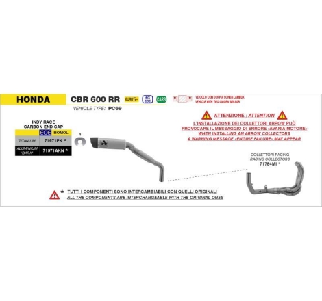 Collettori Arrow Acciaio Inox Racing - Honda Cbr 600Rr '24
