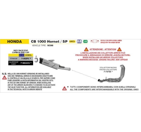Silenziatore Indy Race Evo Alluminio Dark Per Honda Cb 1000 Hornet 2025