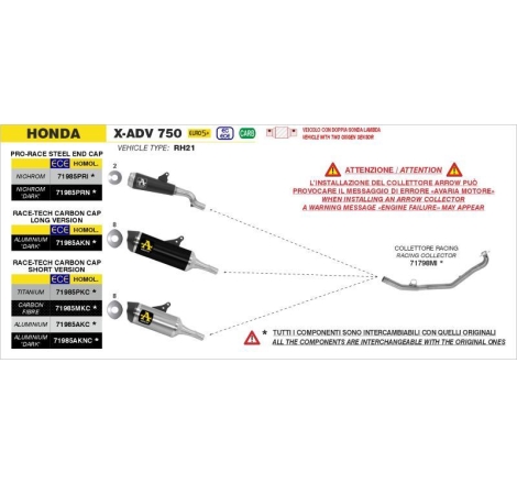 Silenziatore Pro-Race Nichrom Dark Per Honda X-Adv 750 E5+ 2025