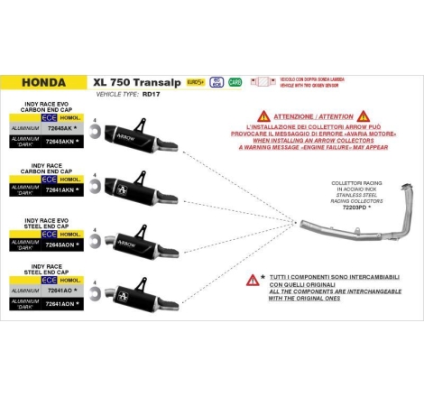 Collettori Racing In Acciaio Inox Per Honda Xl750Transalp '25