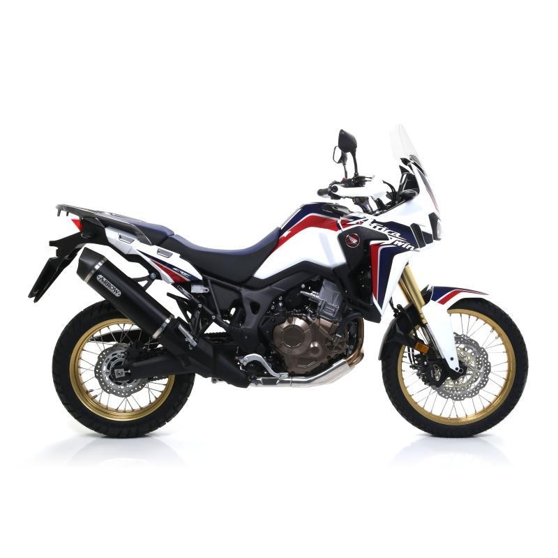 Terminale Di Scarico Arrow Maxi Race-Tech Alluminio Dark C/Fond. Carby Omologato - Honda Crf 1000L Africa Twin / Adventure Sport