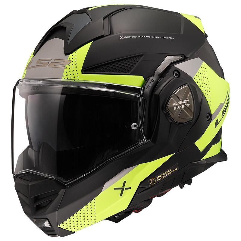 Casco Modulare Ls2 FF901 Advant X Oblivion Nero Opaco Giallo
