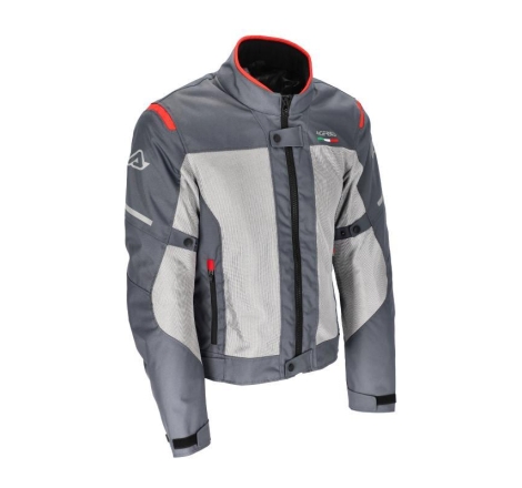 Giubbino Moto in Tessuto Acerbis Ce On Road Ruby Grigio Rosso