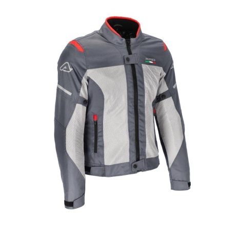 Giubbino Moto in Tessuto Acerbis Ce On Road Ruby Donna Grigio Rosso
