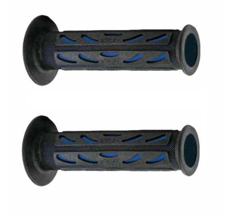 Manopole Pro Grip 724 Dual Density Stradali Colore Nero Blu con Foro Laterale