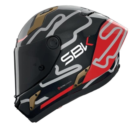 Casco Integrale Nolan X-804 RS ULTRA CARBON BLOCCO SBK Carbonio Rosso Oro